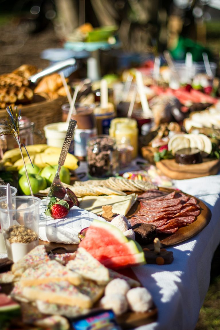 Buffet table with a variety of dishes