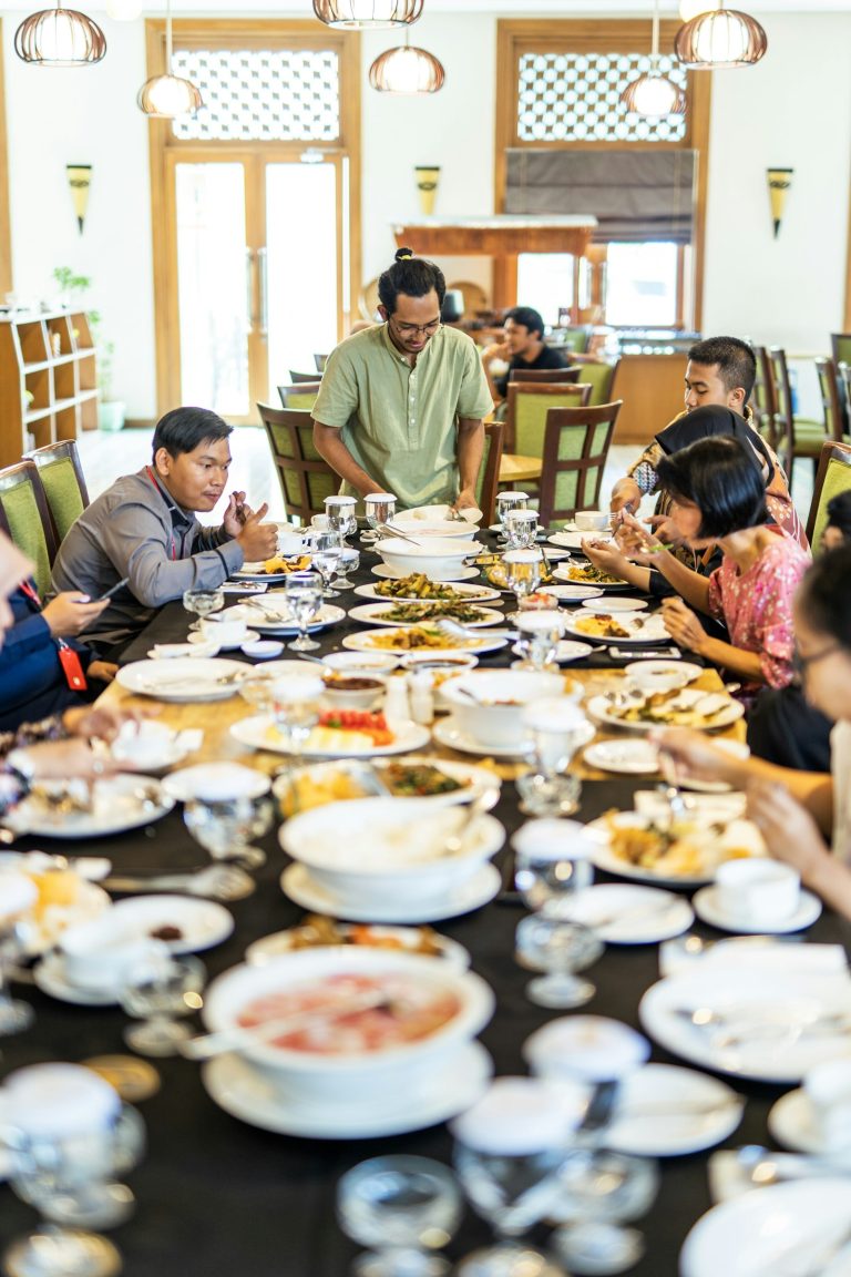Family sharing an Indian meal